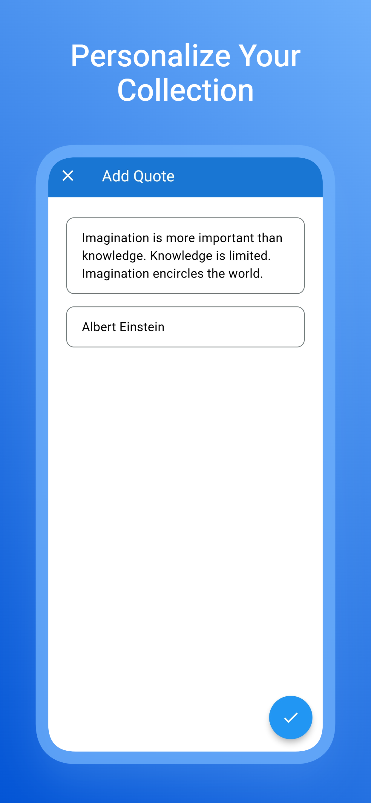 Quoter add quote form with custom quote text and author input